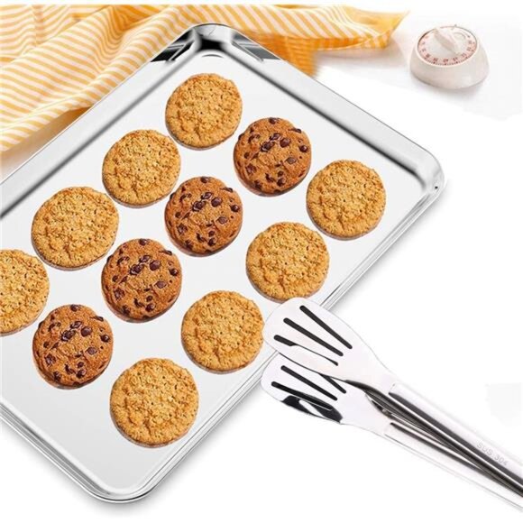 Baking Sheet Set of 2, Wildone Stainless Steel Baking Tray Cookie Pan - Picture 5 of 8